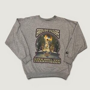 Vintage Green Bay Packers Sweatshirt Mens Large Gray Starter Super Bowl XXXI 90s